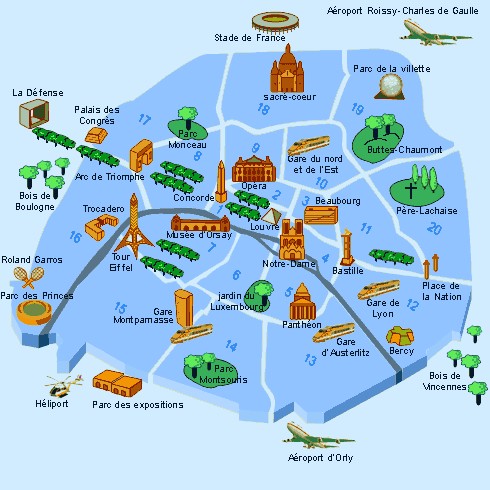 plan sites touristiques paris