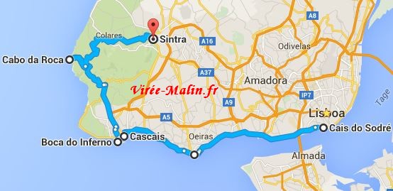 rejoindre-cascais-depuis-lisbonne-googlemap