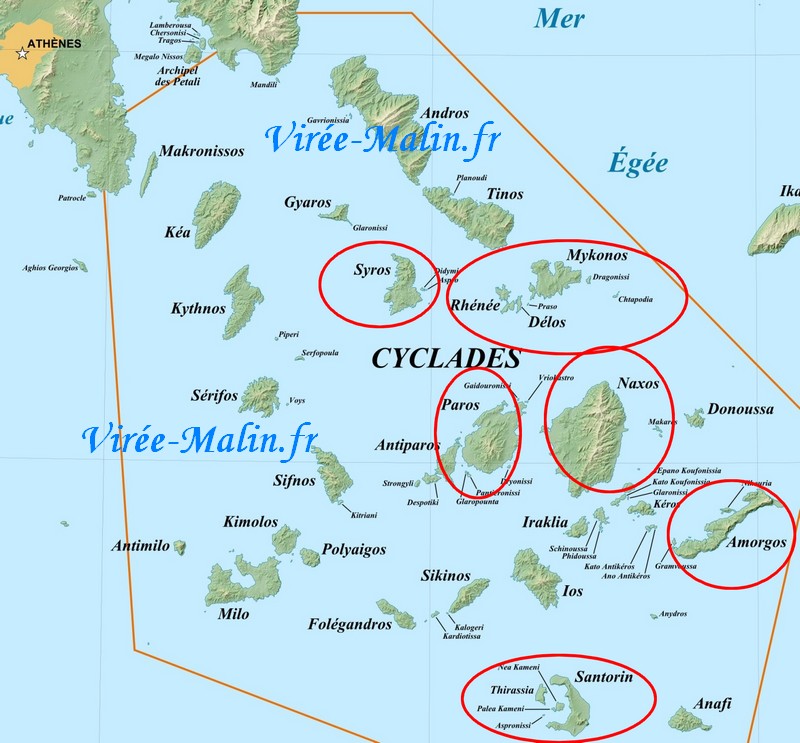 carte des cyclades en français