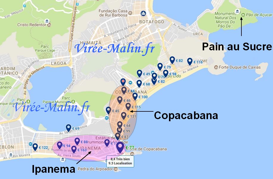 plan des plages à rio de janeiro