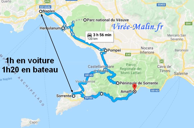 rejoindre-sorrente-depuis-naples-googlemap