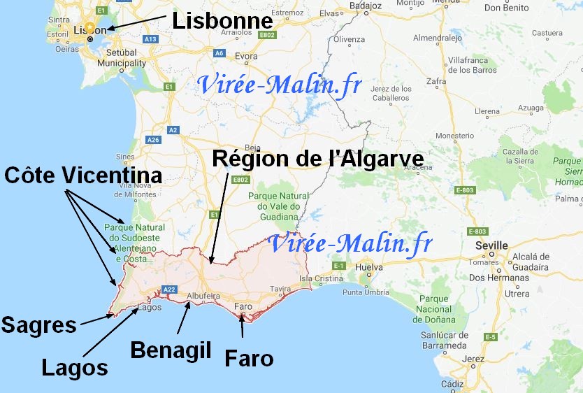 carte portugal sud