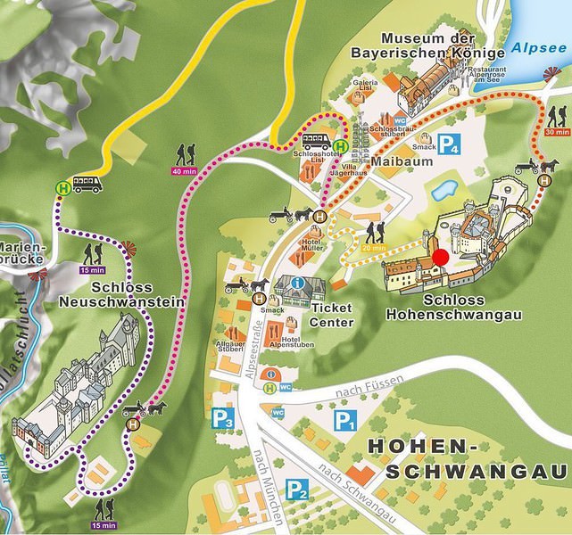 carte-chateau-visiter-Neuschwanstein-Hohenschwangau