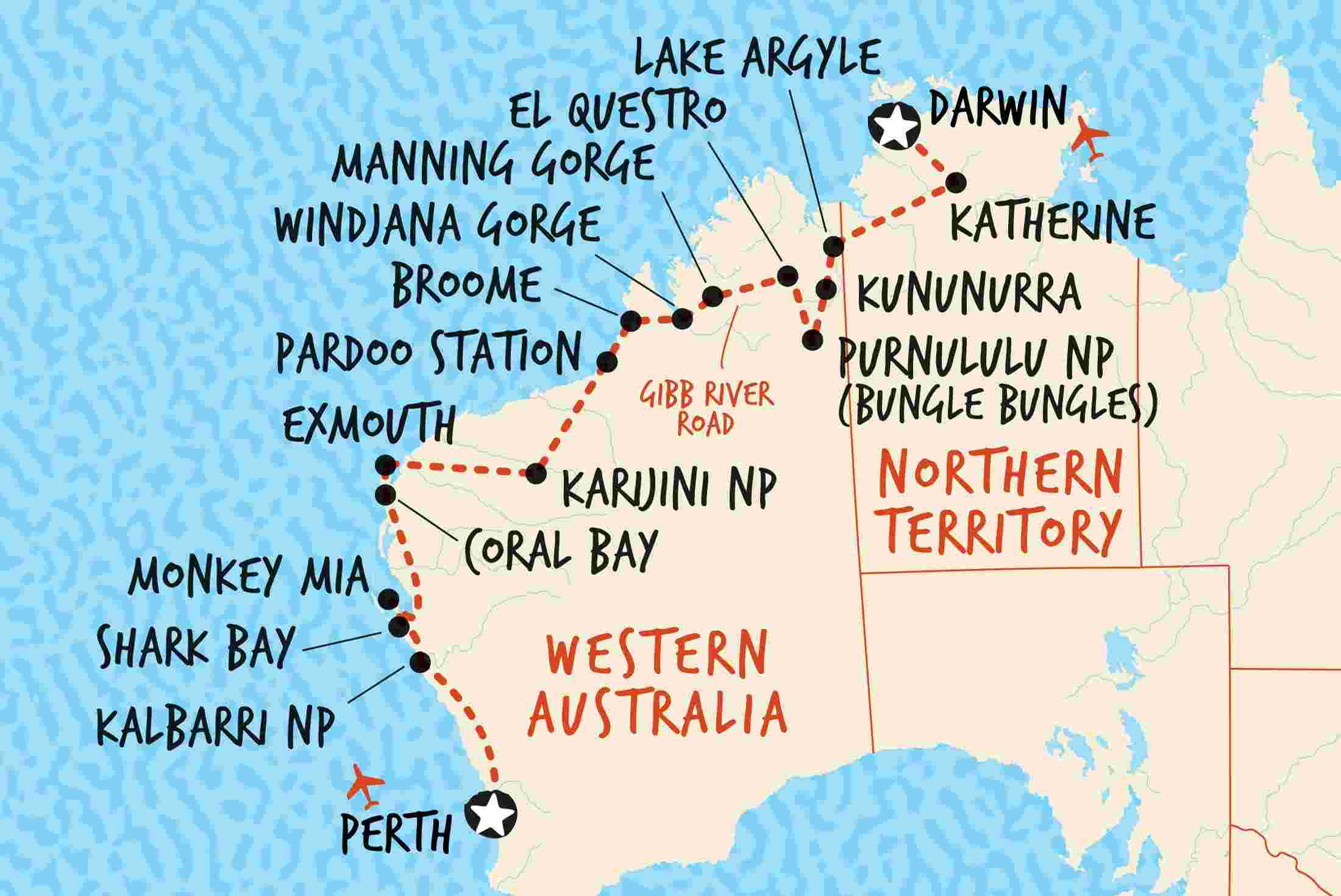 west coast australia road trip map