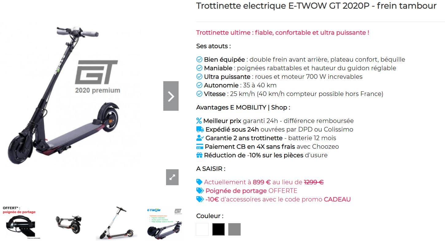 Béquille trottinette elextrique etwow