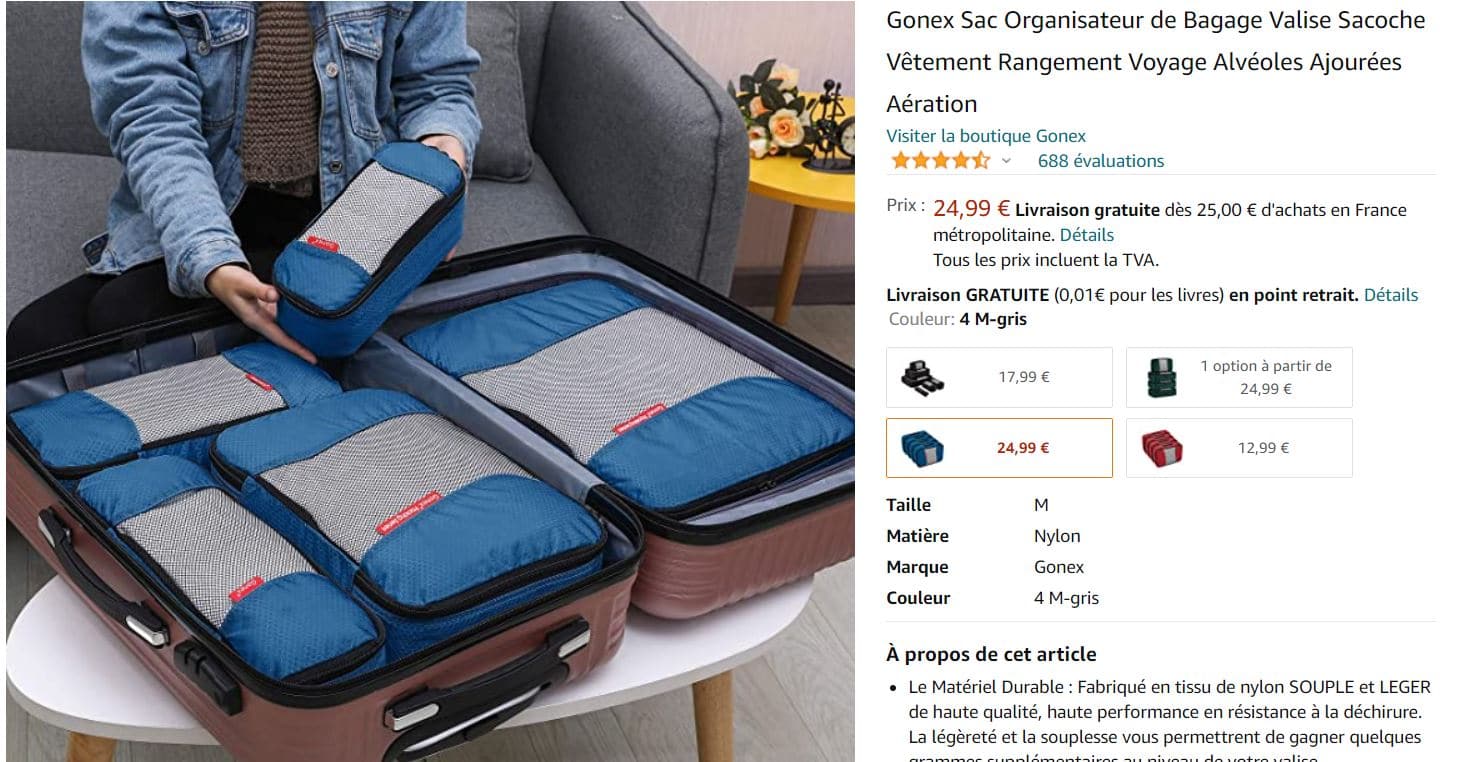 Generic Sac de Rangement pour Voyage Six pièces de Valise Organisateur de  vêtements à prix pas cher