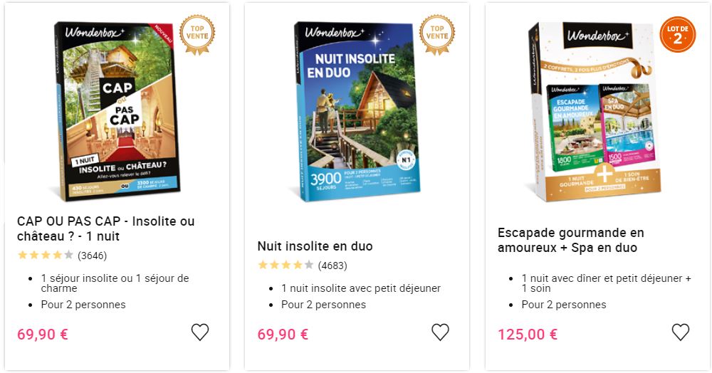 Coffret cadeau Wonderbox - 3 jours insolites gourmands - 2 personnes -  Coffrets week-end et séjours