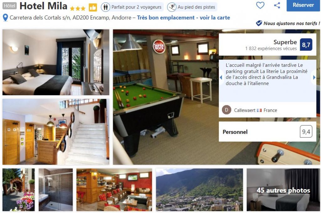 ou-dormir-Encamp-Hotel-Mila-proche-telesiege-grandvalira